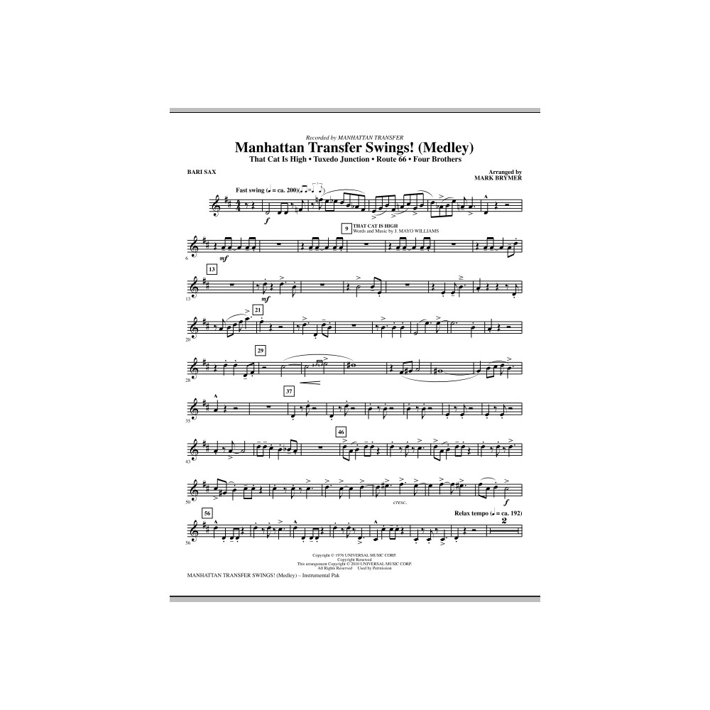 Manhattan Transfer Swings! (Medley) - Baritone Sax