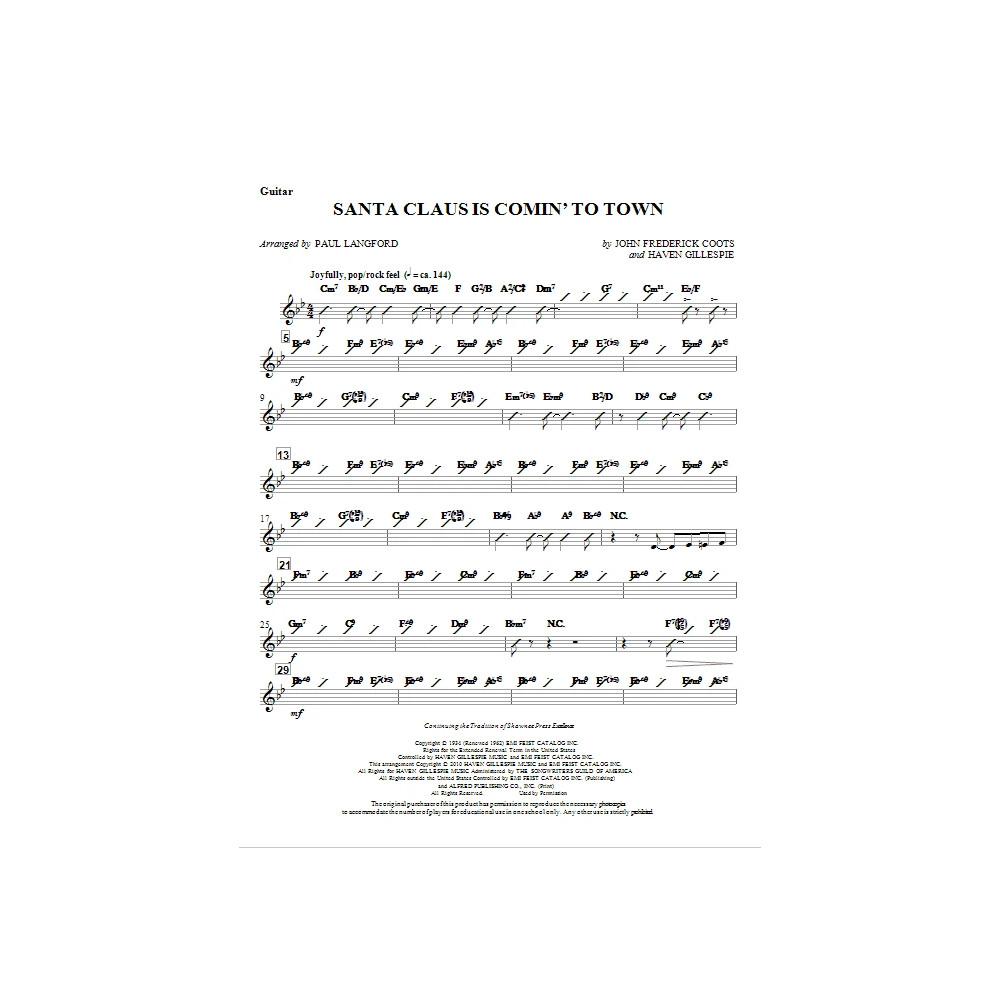 Santa Claus Is Comin' To Town - Guitar