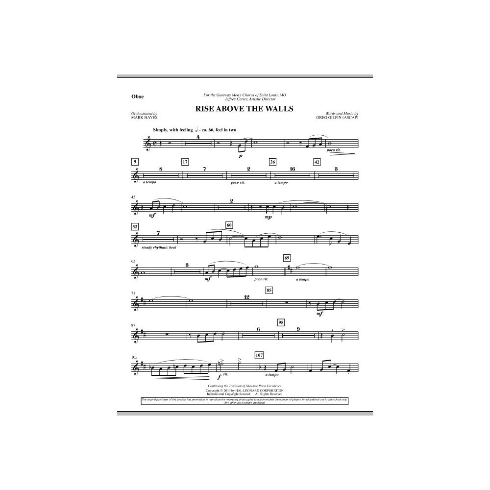 Rise Above The Walls - Oboe