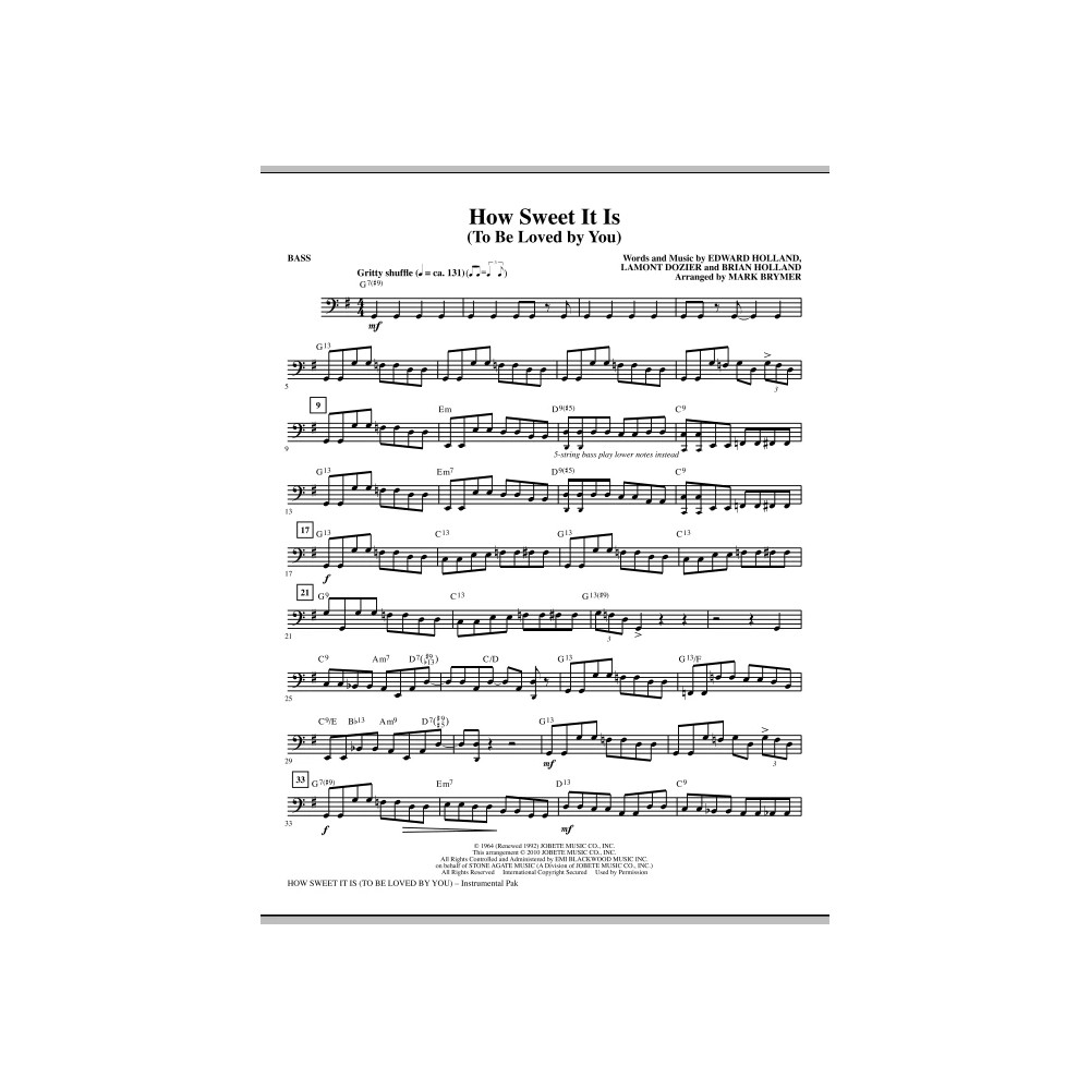 How Sweet It Is (To Be Loved By You) - Bass