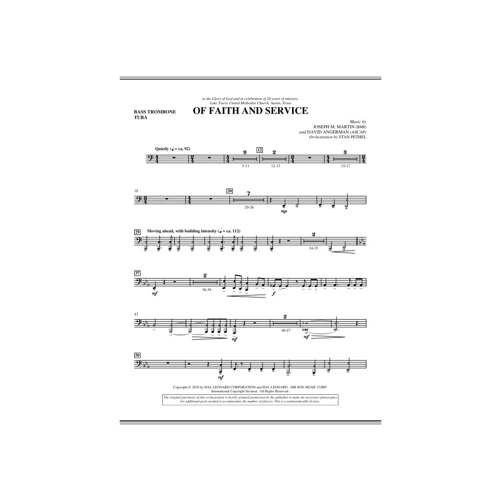 Of Faith And Service - Bass Trombone/Tuba