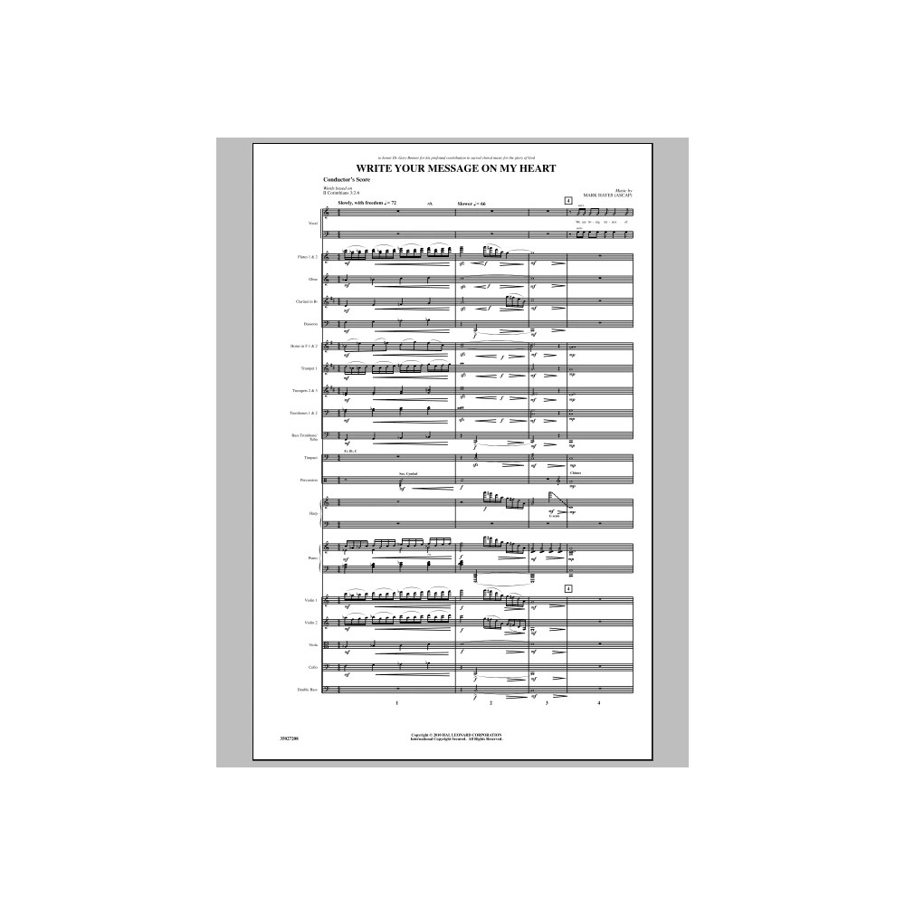 Write Your Message On My Heart - Score