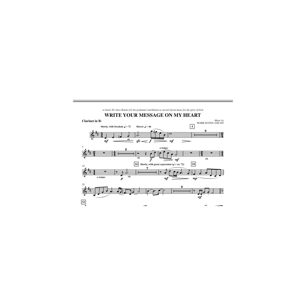 Write Your Message On My Heart - Clarinet
