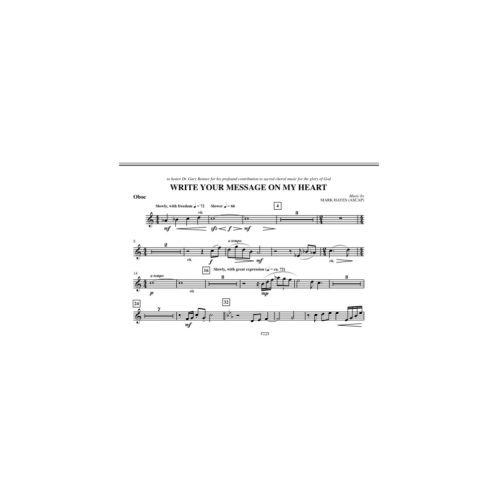 Write Your Message On My Heart - Oboe