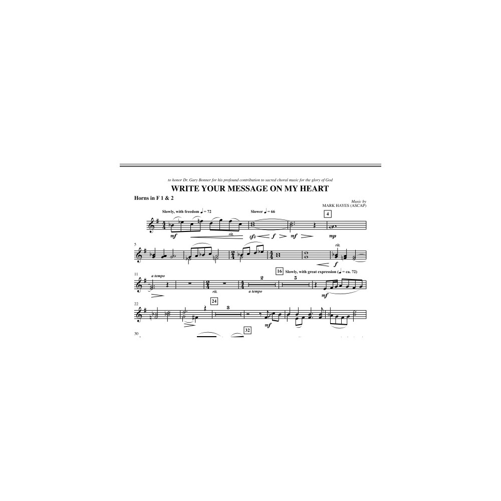 Write Your Message On My Heart - F Horn 1,2