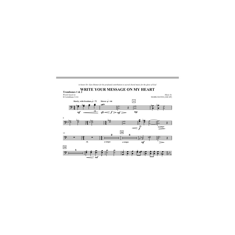Write Your Message On My Heart - Trombone 1 & 2