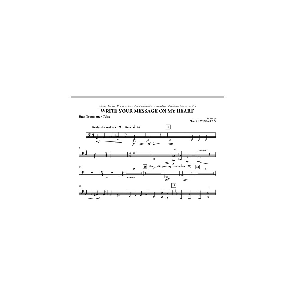 Write Your Message On My Heart - Bass Trombone/Tuba