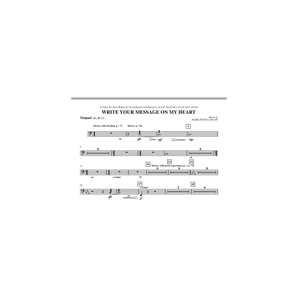 Write Your Message On My Heart - Timpani