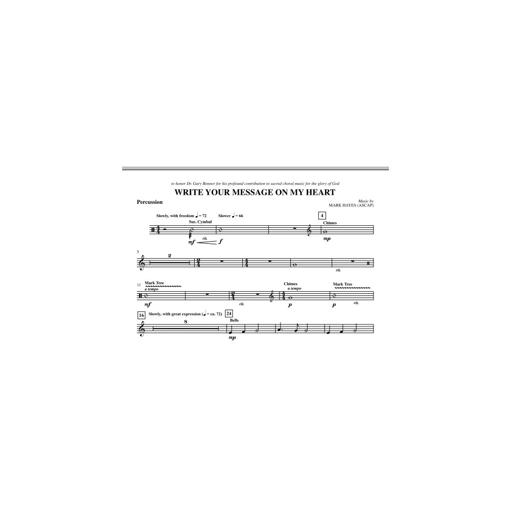 Write Your Message On My Heart - Percussion