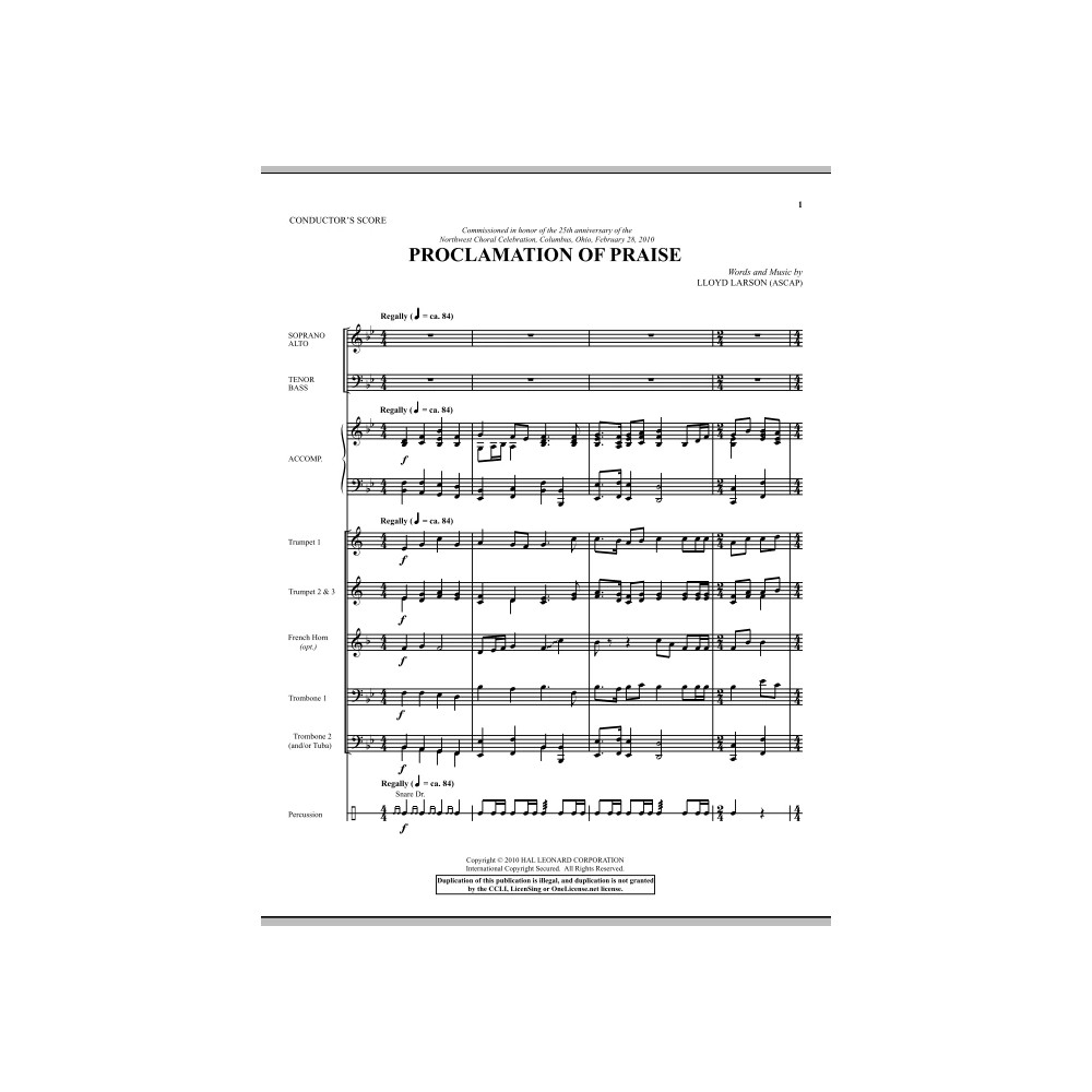 Proclamation Of Praise - Score
