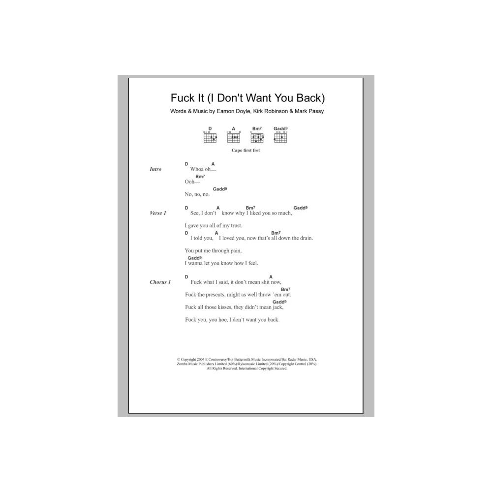 F*** It (I Don''t Want You Back)
