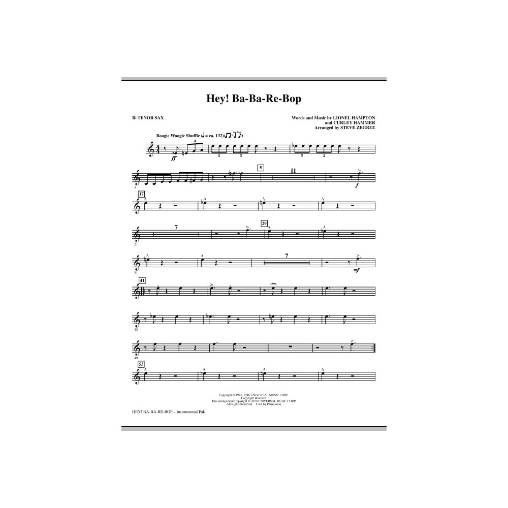 Hey! Ba-Ba-Re-Bop - Bb Tenor Saxophone
