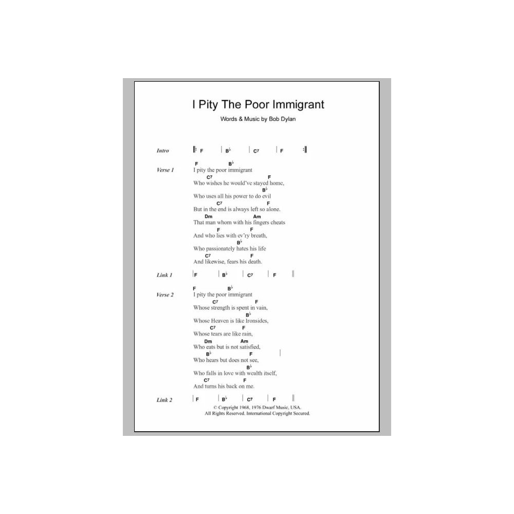 I Pity The Poor Immigrant