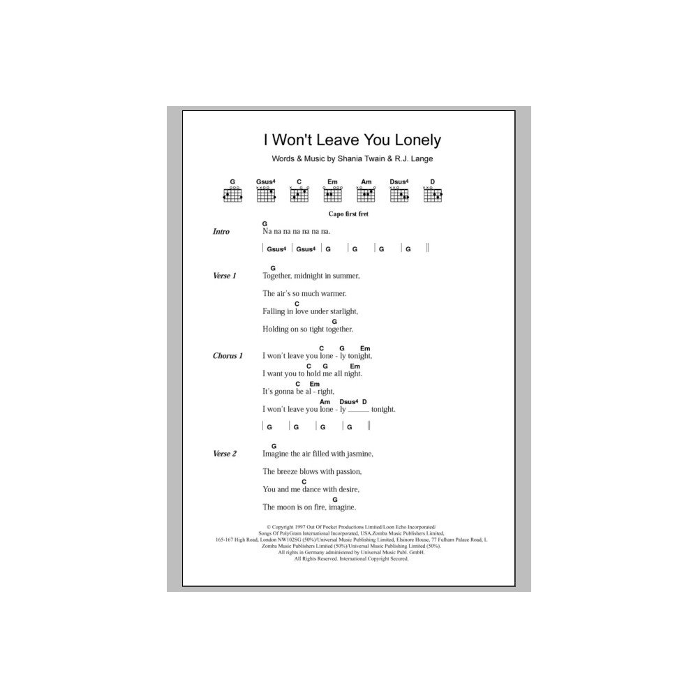 I Won''t Leave You Lonely