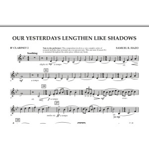 Our Yesterdays Lengthen Like Shadows - Bb Clarinet 2