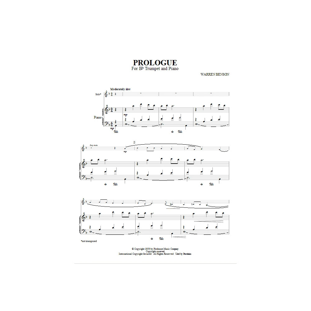 Prologue For Bb Trumpet And Piano