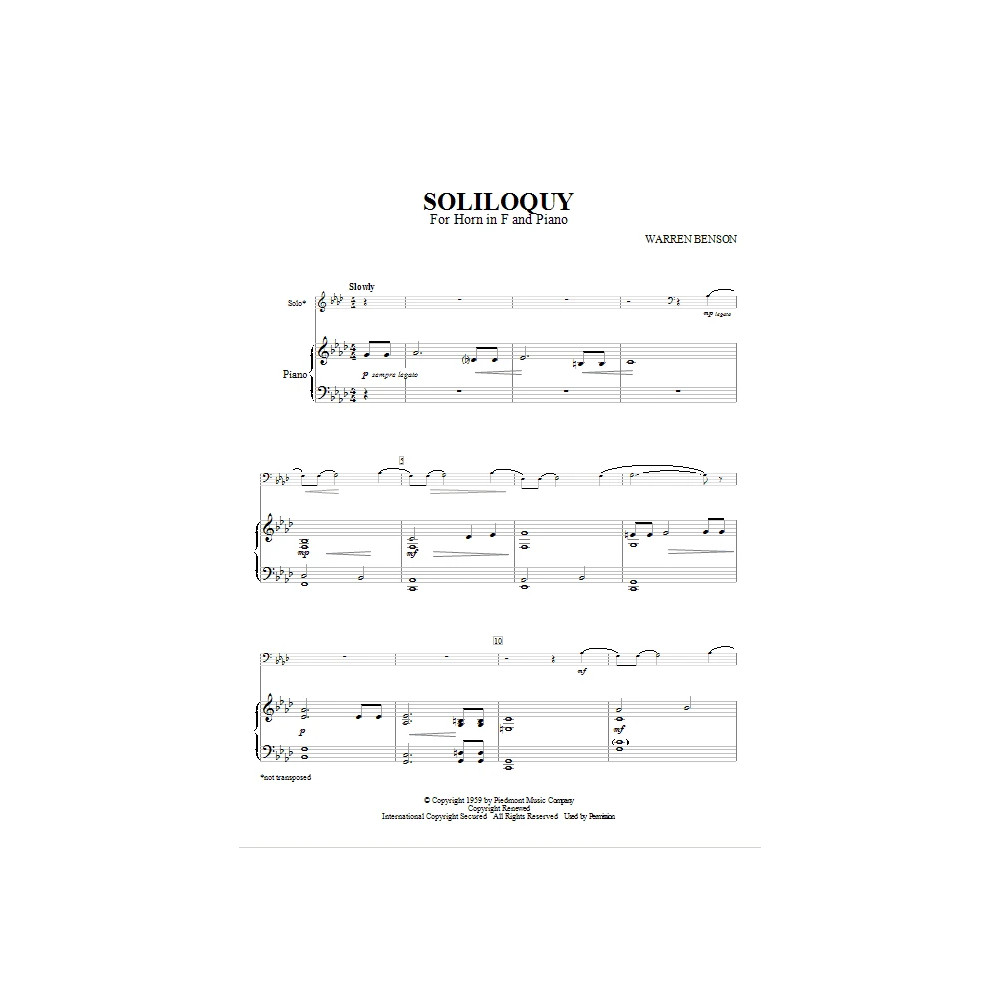 Soliloquy Für Horn In F Und Klavier