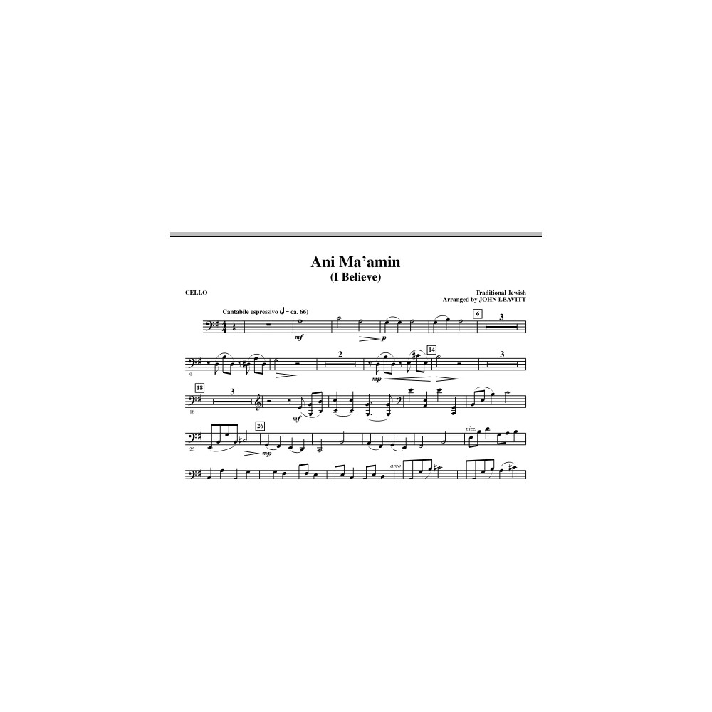 Ani Ma'amin (I Believe) - Cello