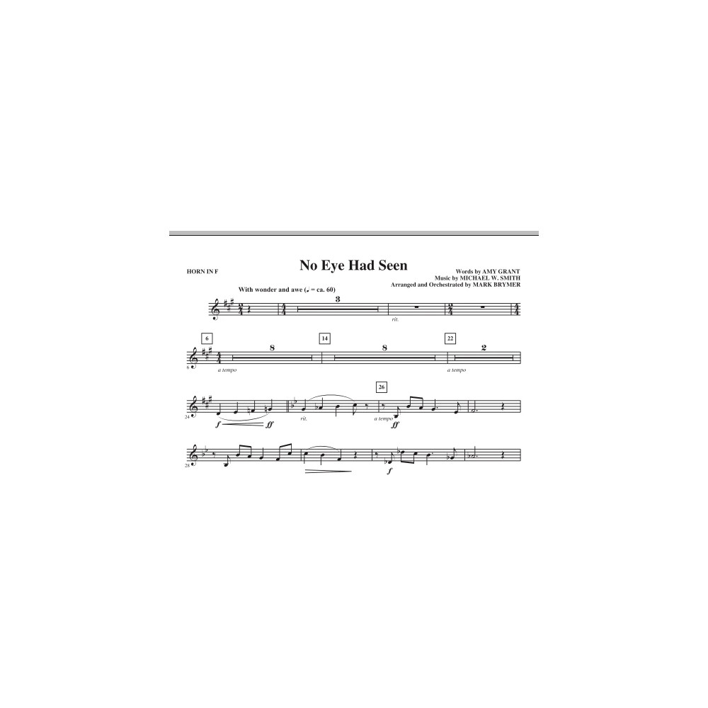 No Eye Had Seen - F Horn
