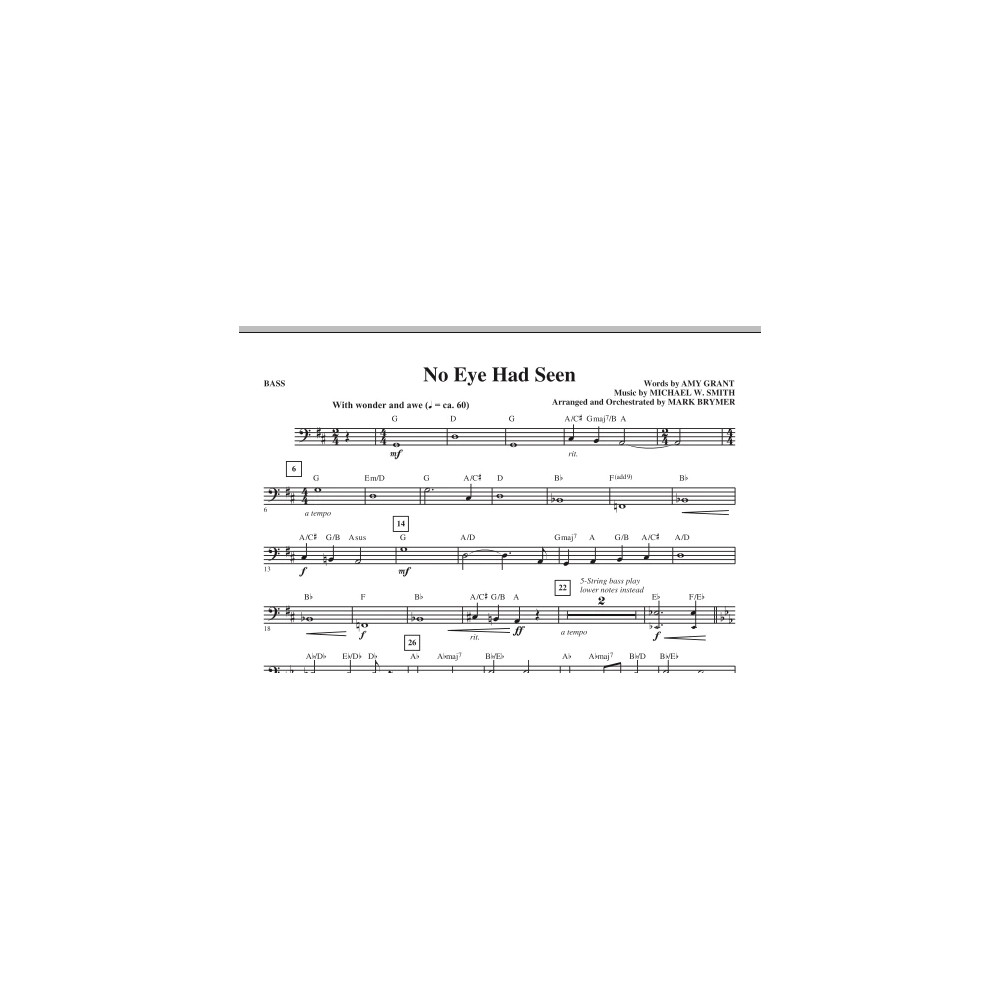 No Eye Had Seen - Bass