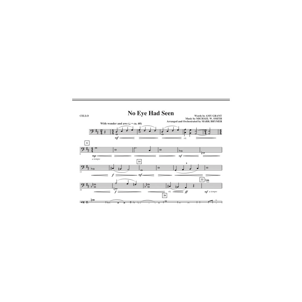 No Eye Had Seen - Cello