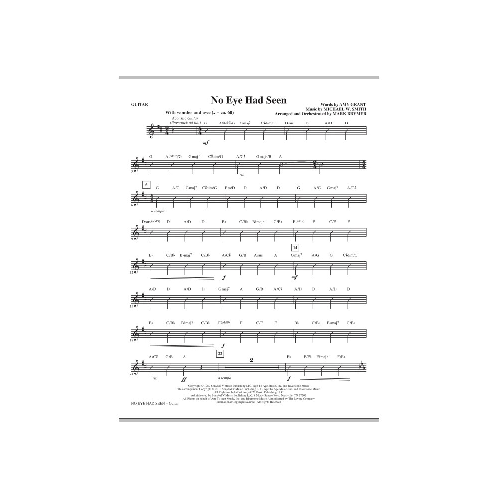 No Eye Had Seen - Guitar