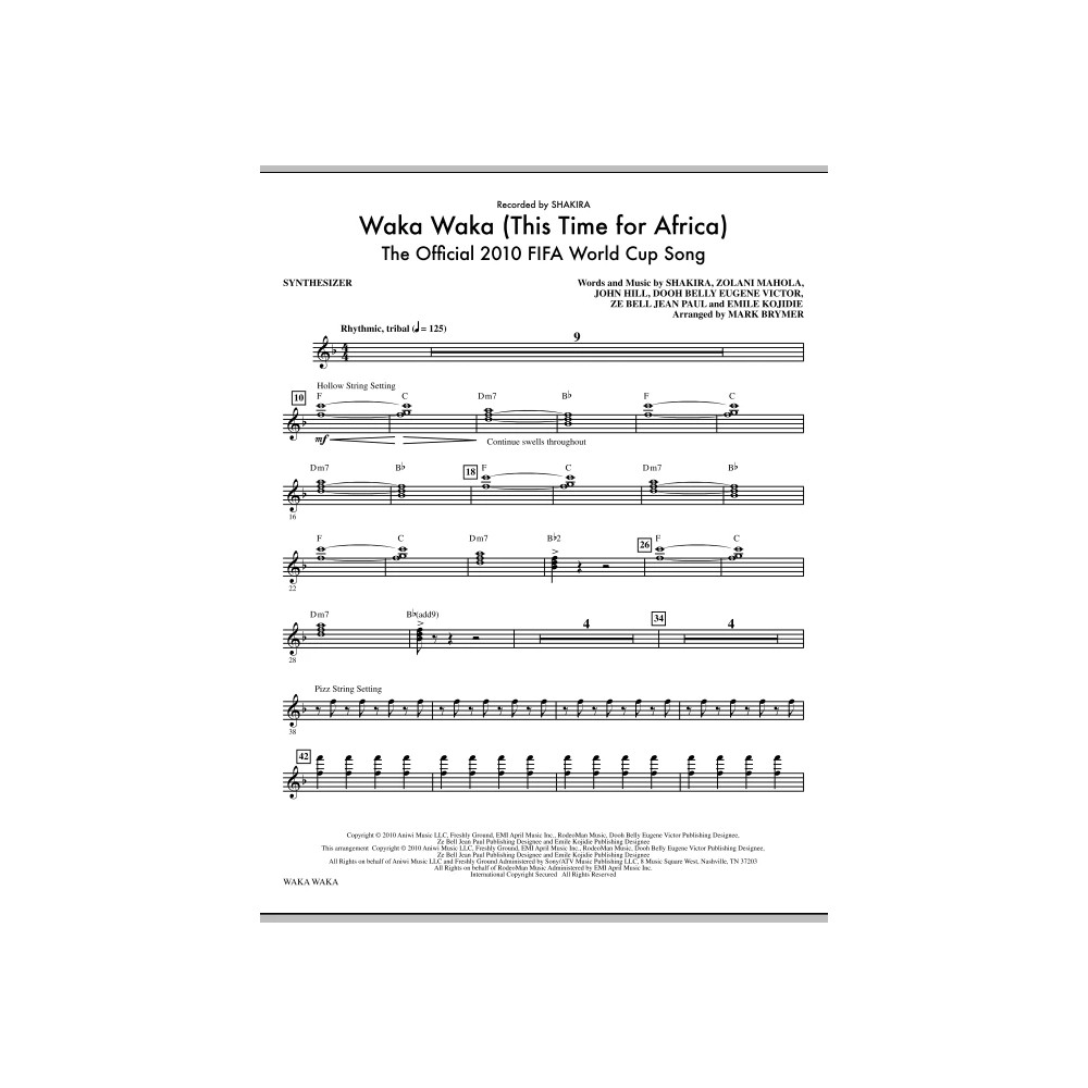Waka Waka (This Time For Africa) - The Official 2010 FIFA World Cup Song - Synthesizer