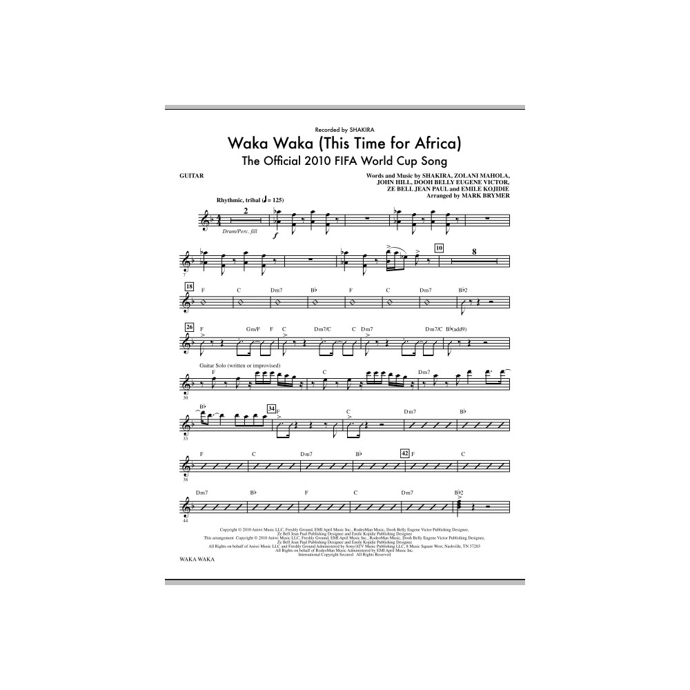 Waka Waka (This Time For Africa) - The Official 2010 FIFA World Cup Song - Guitar