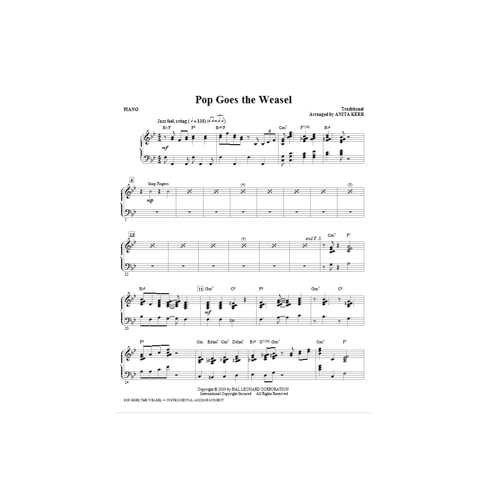 Pop Goes The Weasel - Piano