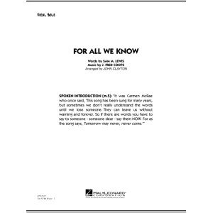 For All We Know - Vocal Solo