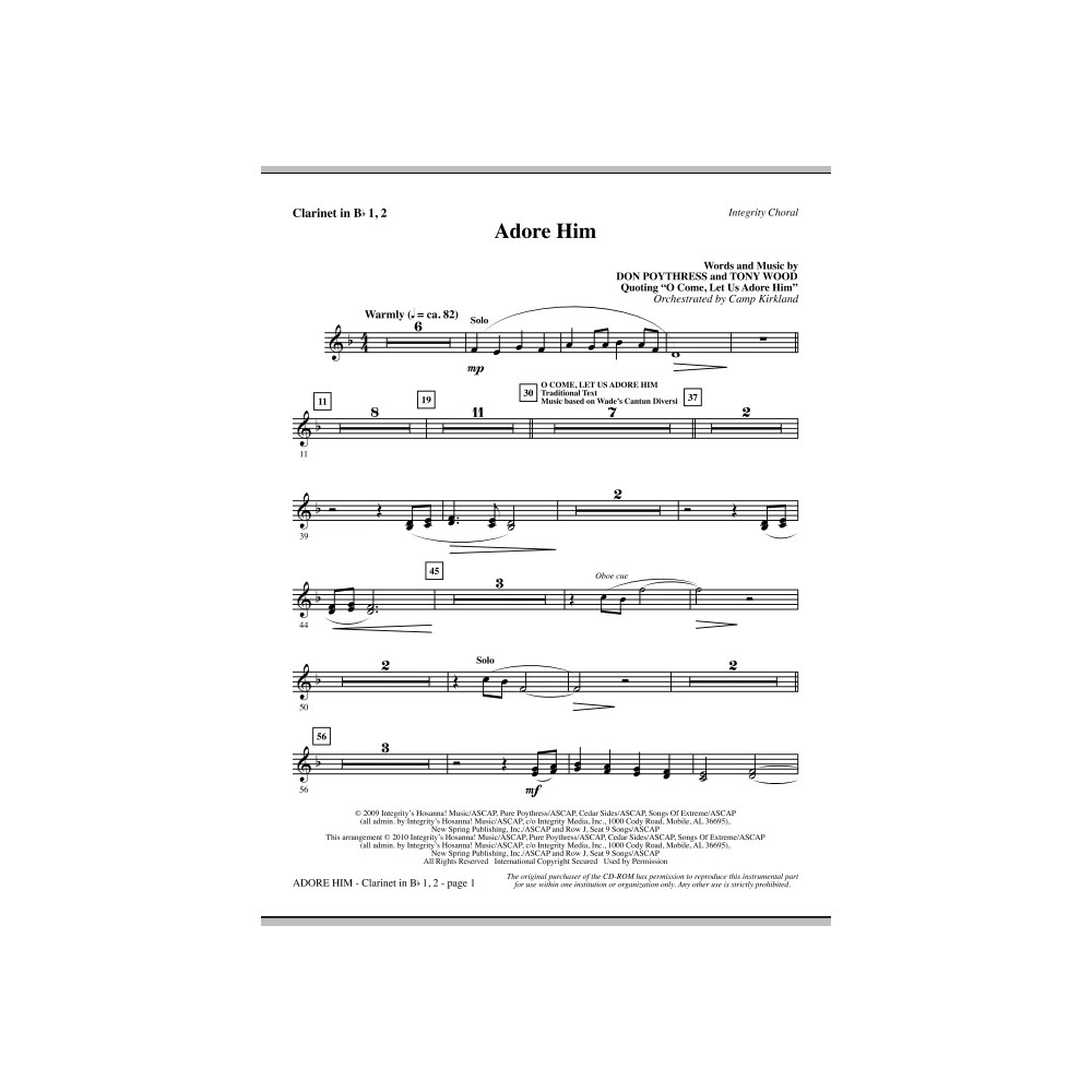Adore Him - Clarinet 1 & 2