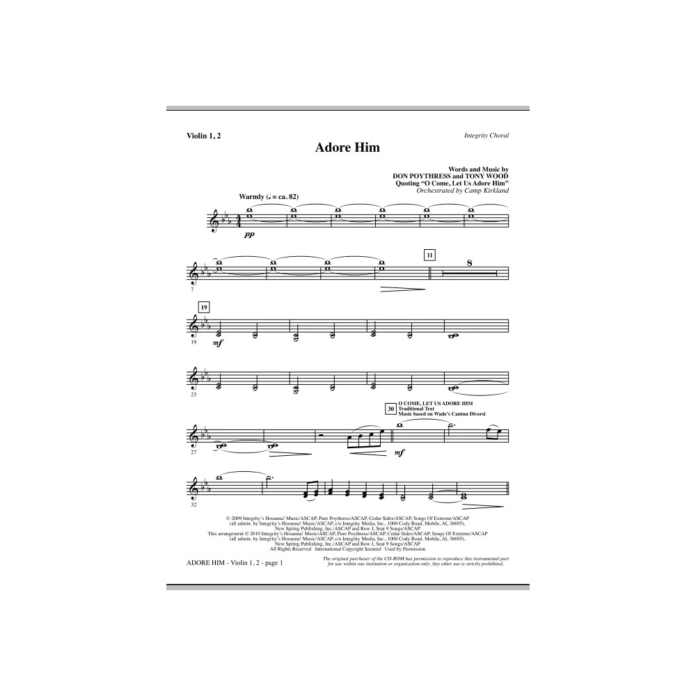 Adore Him - Violin I & II