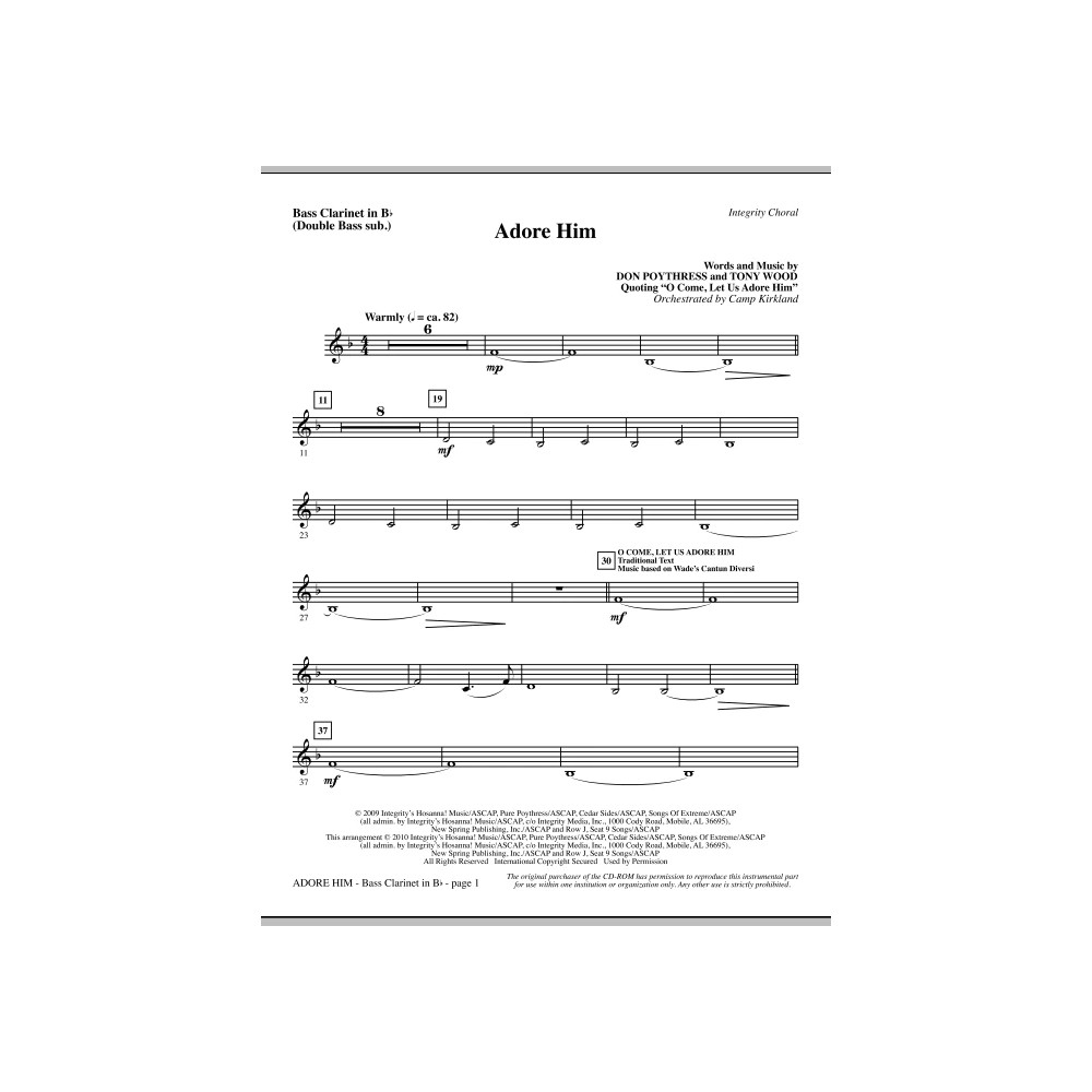 Adore Him - Bass Clar. (Double Bass sub.)
