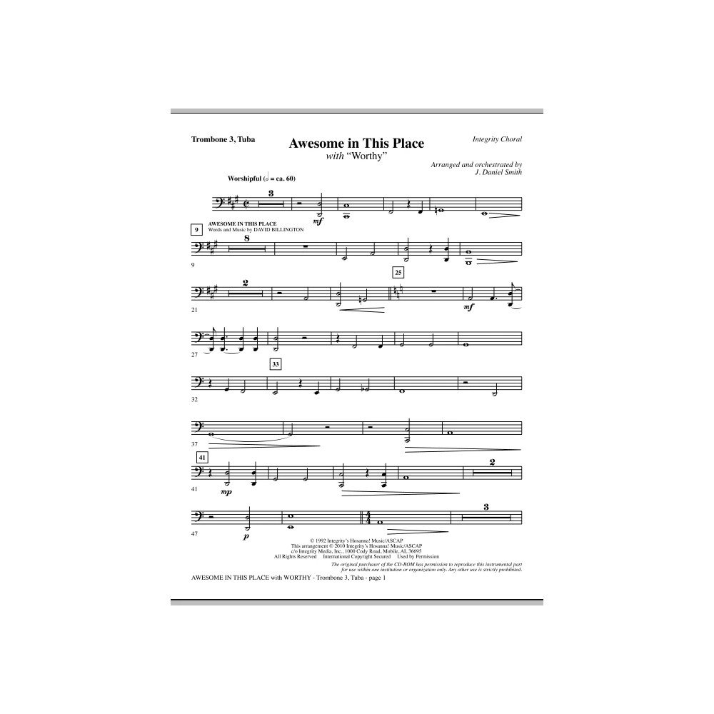 Awesome In This Place (with Worthy) - Trombone 3/Tuba