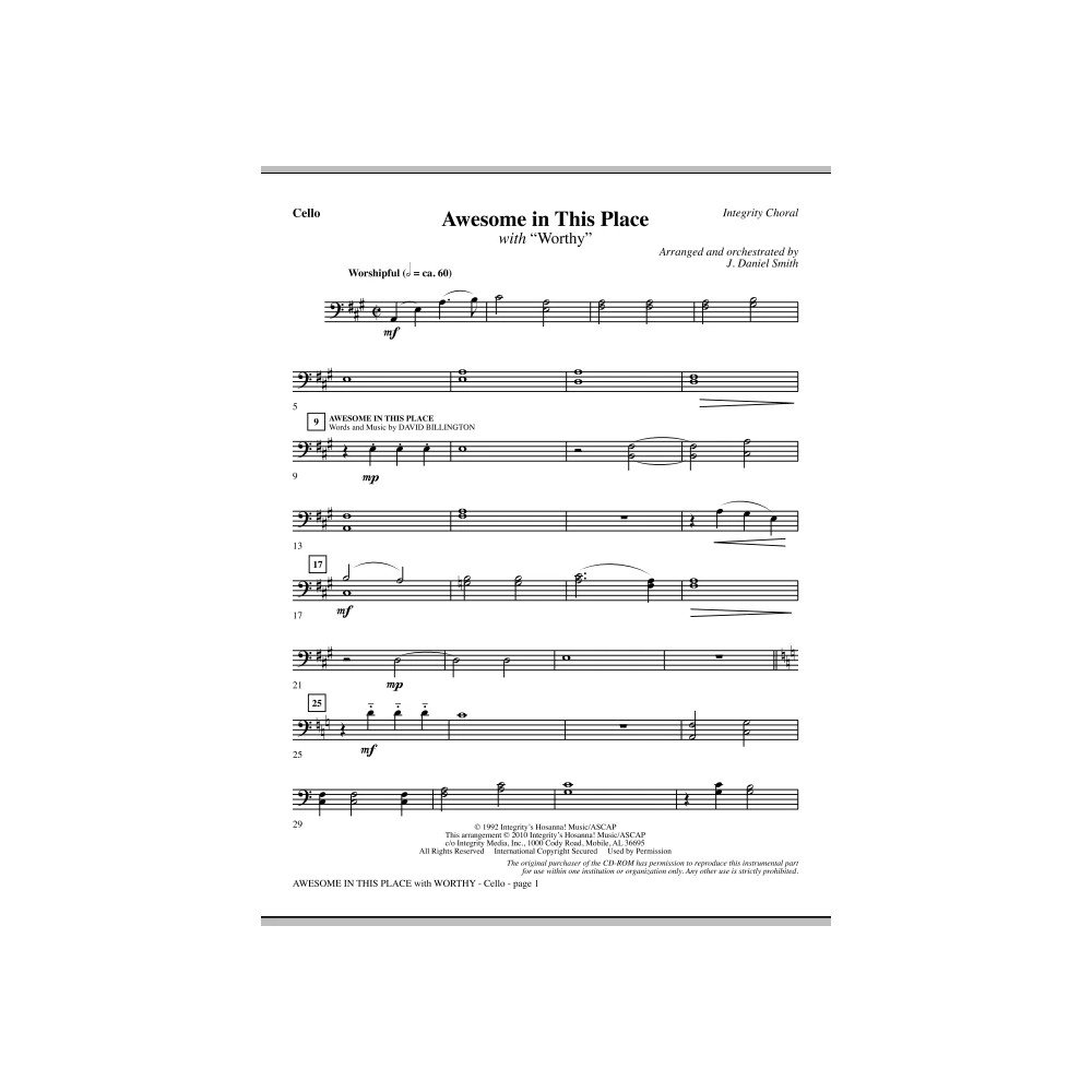 Awesome In This Place (with Worthy) - Cello