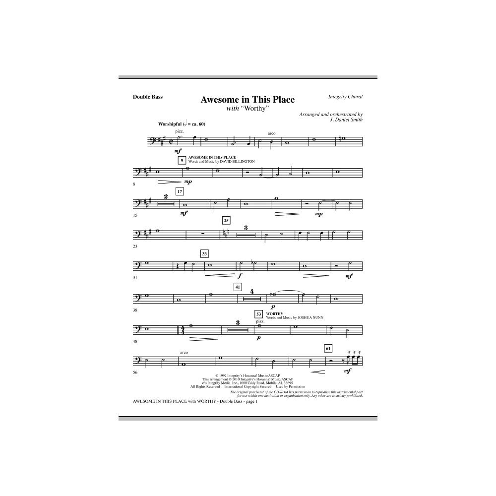 Awesome In This Place (with Worthy) - Double Bass