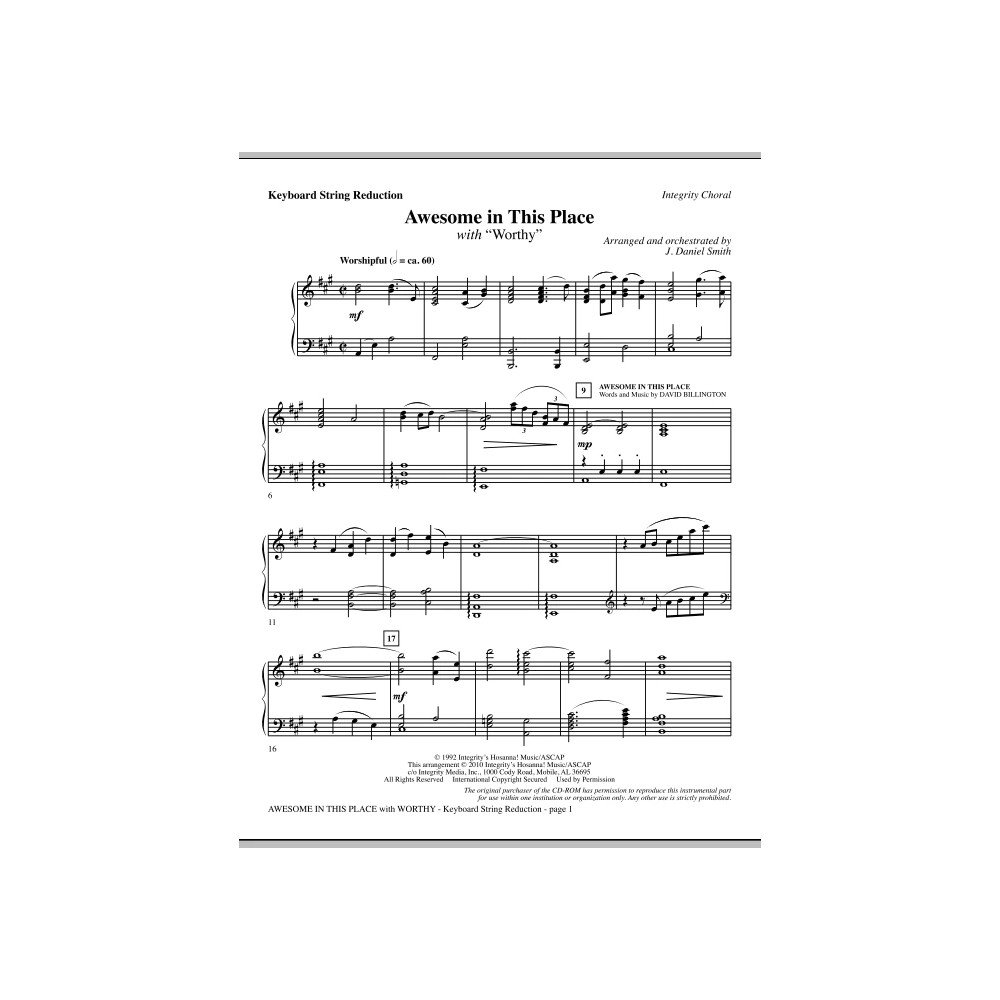 Awesome In This Place (with Worthy) - Keyboard String Reduction