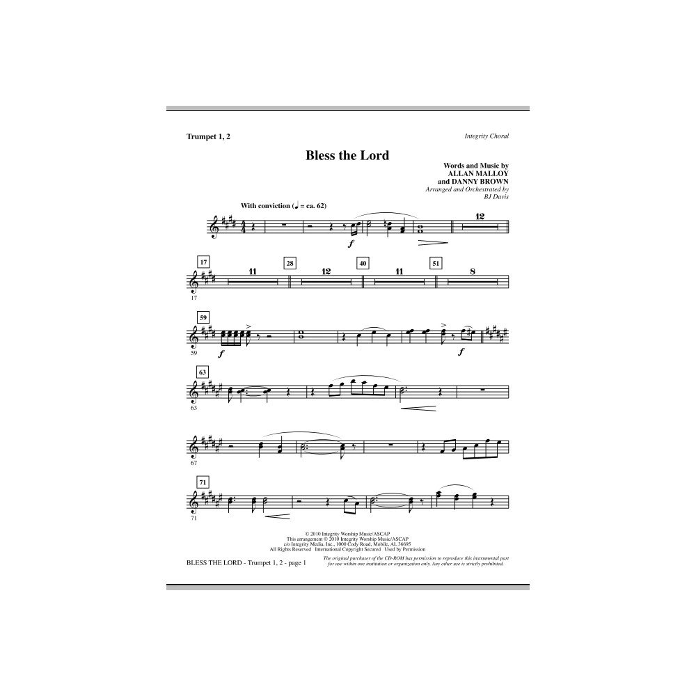 Bless The Lord - Trumpets 1 & 2