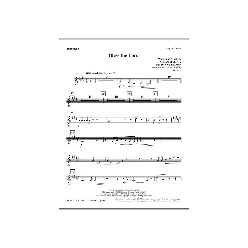 Bless The Lord - Trumpet 3