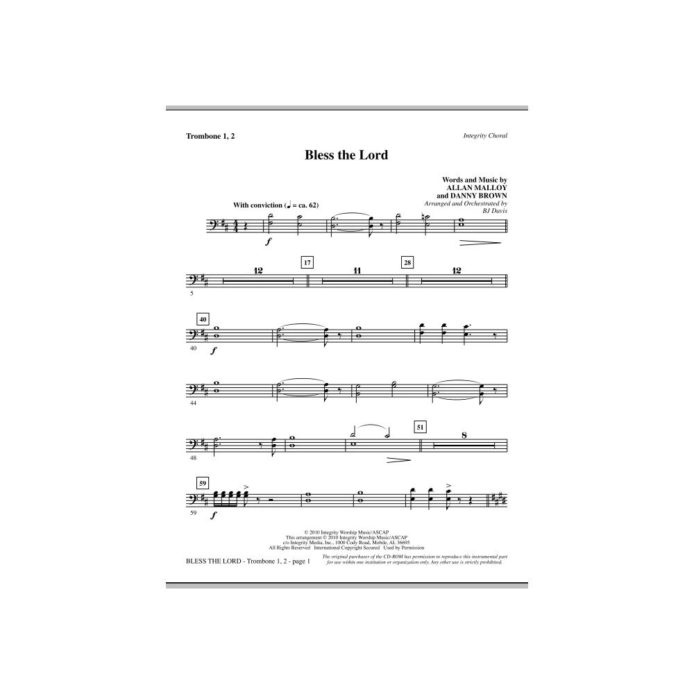 Bless The Lord - Trombone 1 & 2