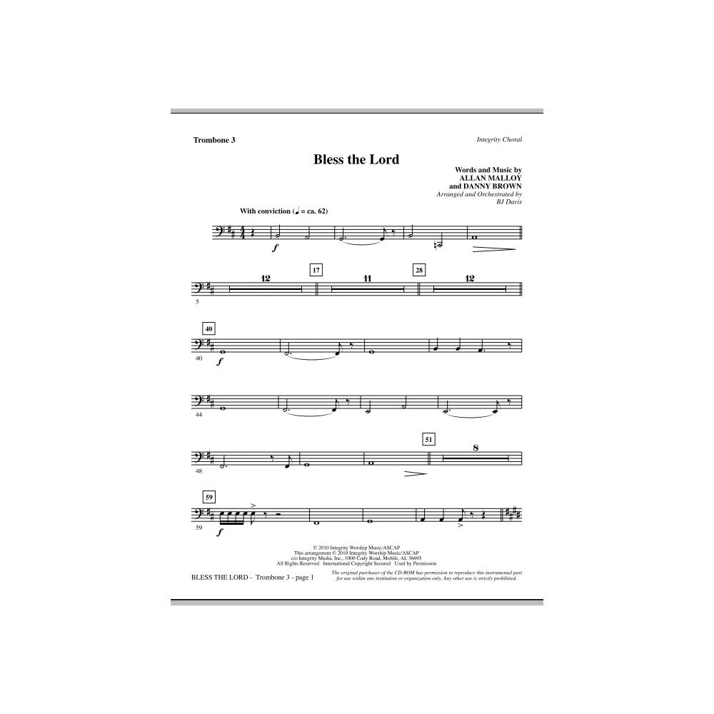 Bless The Lord - Trombone 3