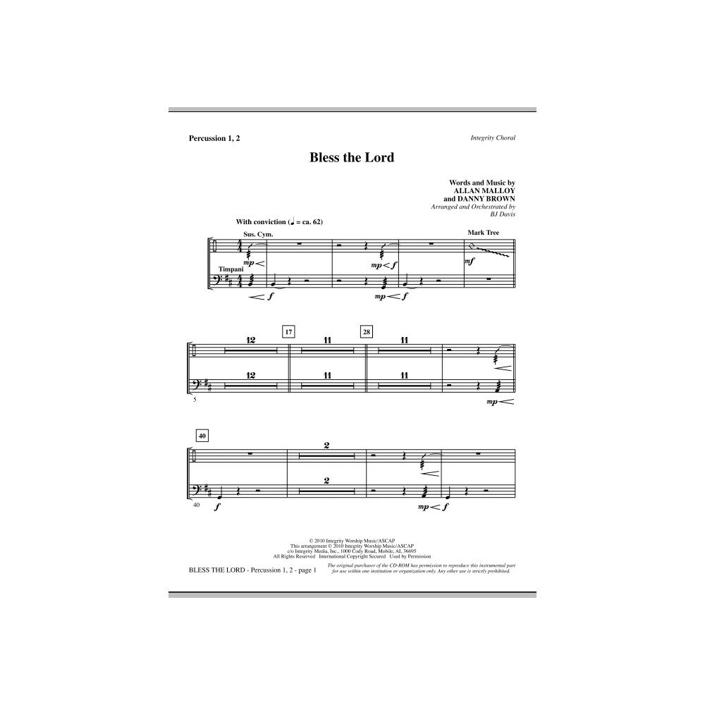 Bless The Lord - Percussion 1 & 2
