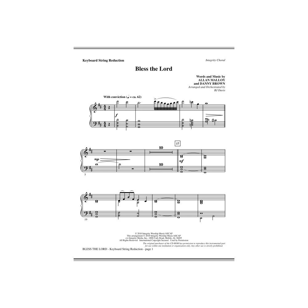 Bless The Lord - Keyboard String Reduction