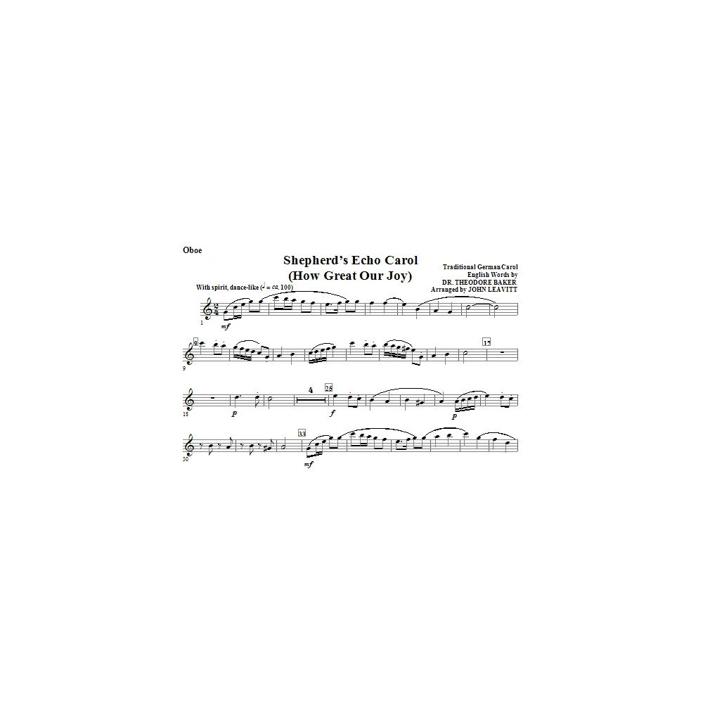 Shepherd's Echo Carol (How Great Our Joy) (arr. John Leavitt) - Oboe