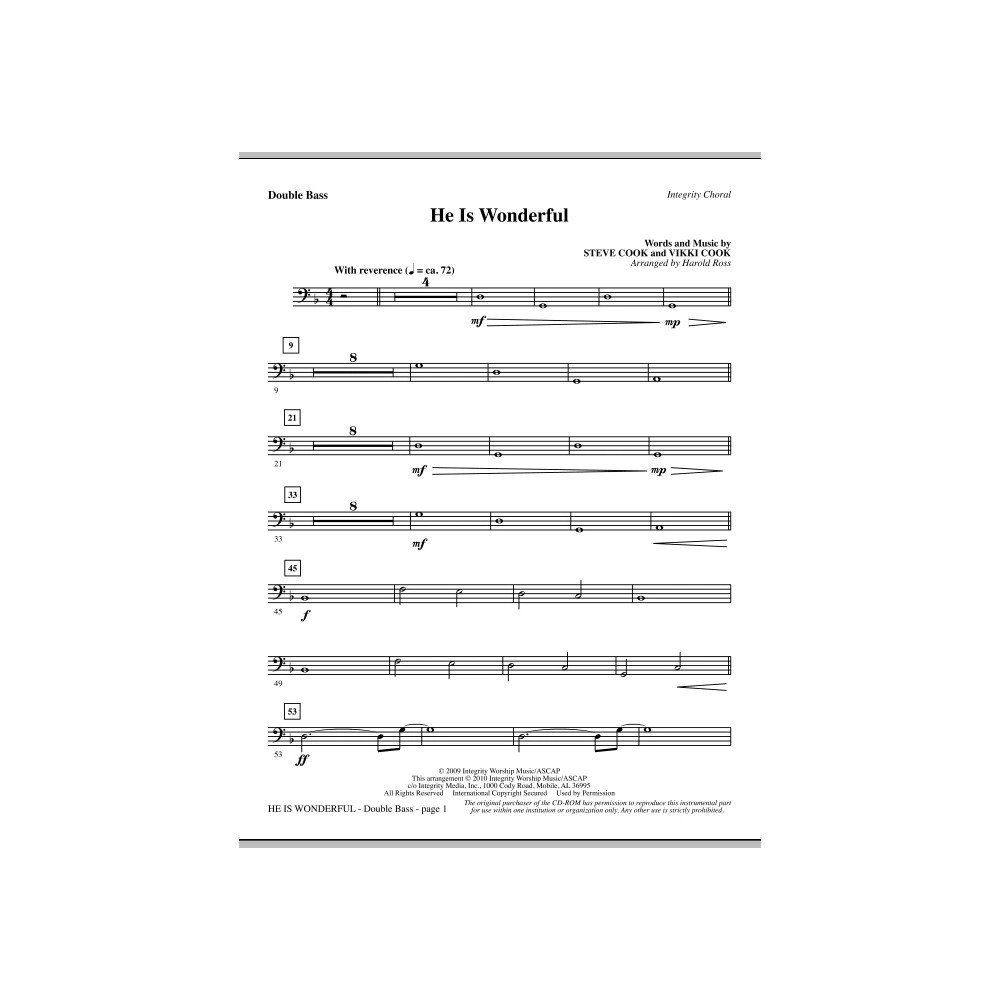 He Is Wonderful - Double Bass