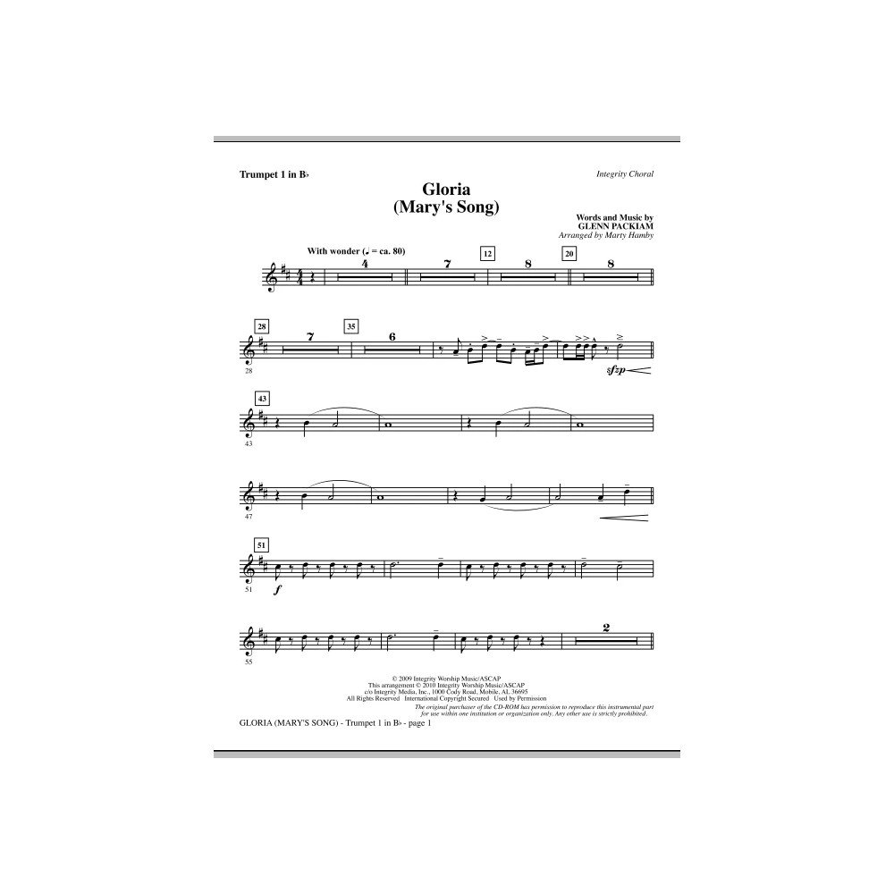 Gloria (Mary's Song) - Trumpet 1