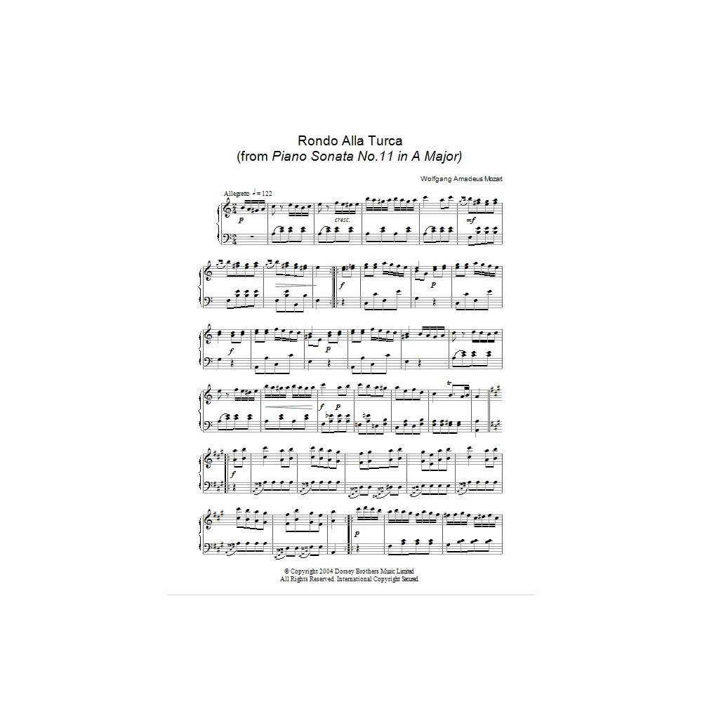 Rondo Alla Turca, aus der Klaviersonate A-Dur, KV 331