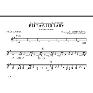 Bella's Lullaby (Clarinet Ensemble with Opt. Rhythm Section) - Bb Bass Clarinet