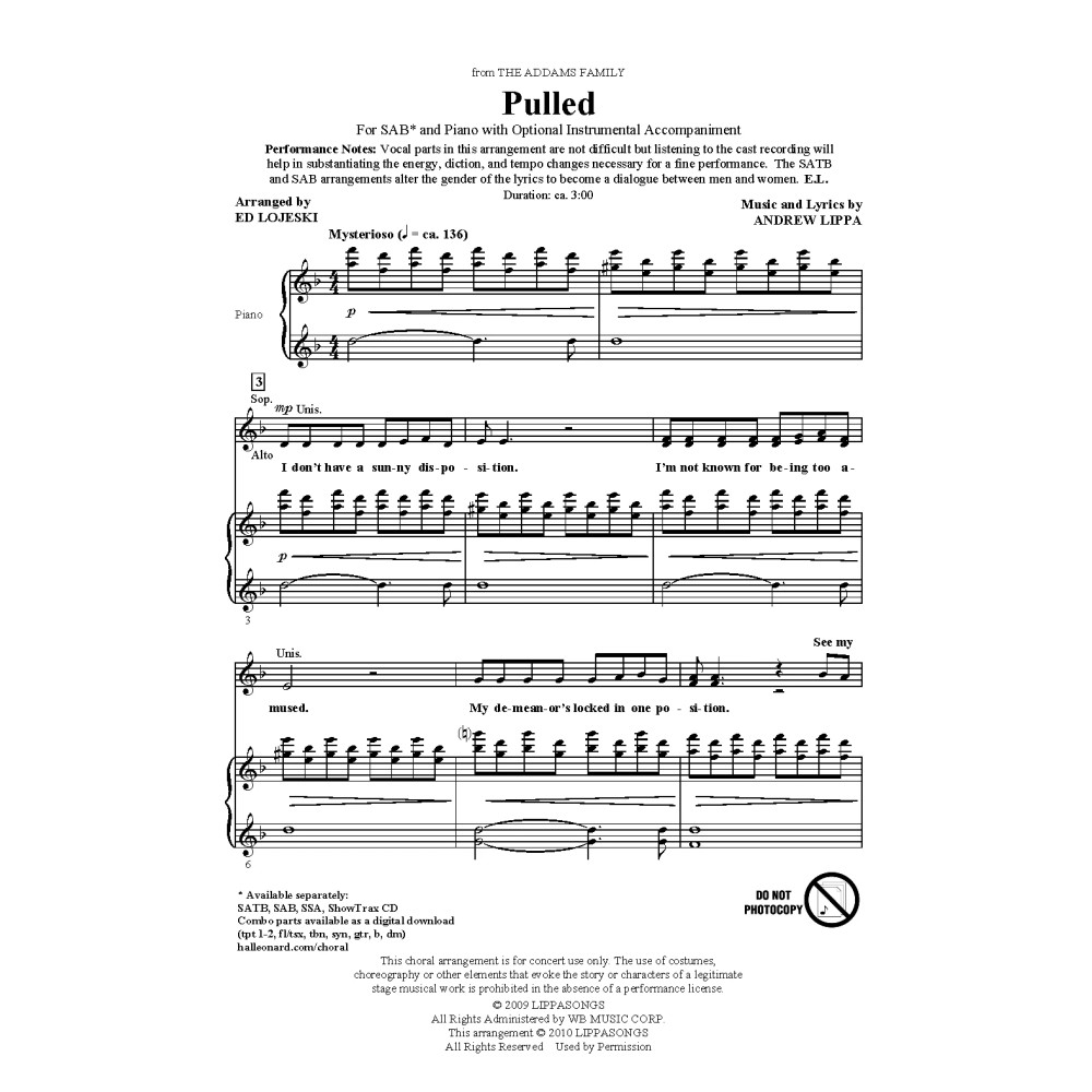 Pulled (from The Addams Family) (arr. Ed Lojeski)