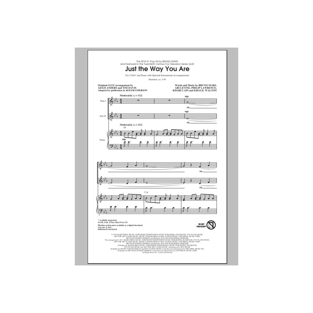 Just The Way You Are (from Glee) (arr. Roger Emerson)